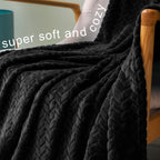 Exclusivo Mezcla Black Fleece King Size Blanket For Bed, 90X104 Inches Soft Cozy 3D Decorative Jacquard Flannel Blankets, Lightw