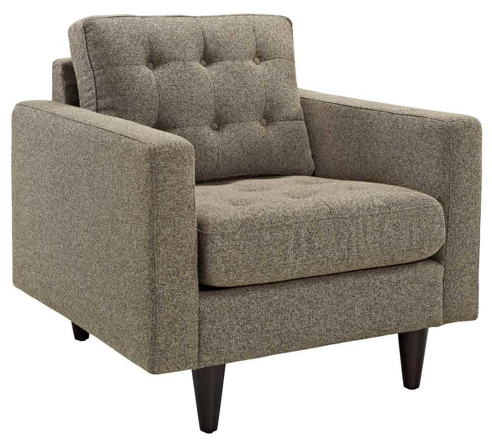 Modway Empress Mid-Century Modern Upholstered Fabric Sofa And Armchair Set In Oatmeal