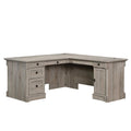 Sauder Palladia L Shaped Desk with Drawers, Office Desk with File Cabinet Storage, Cable Management, Keyboard Tray, in Split Oak