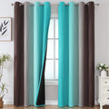 Estelar Textiler Brown And Teal Gradient Blackout Curtains For Bedroom, Ombre Thermal Insulated Noise Reducing Blackout Drapes F