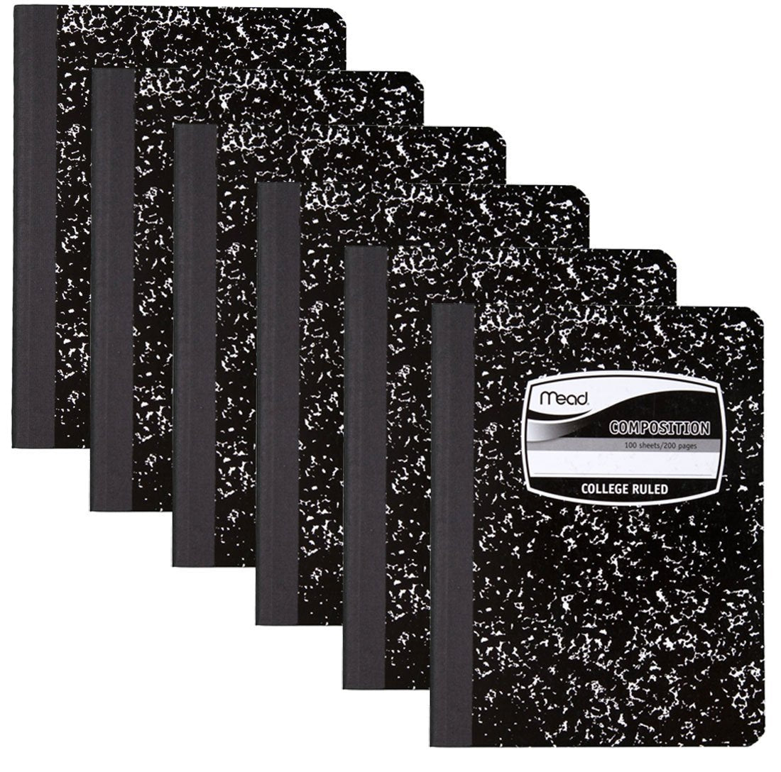 6 Pack-Of Mead Square Deal Composition Book, 100-Count, College Ruled, Black Marble (09932) 6 Pack