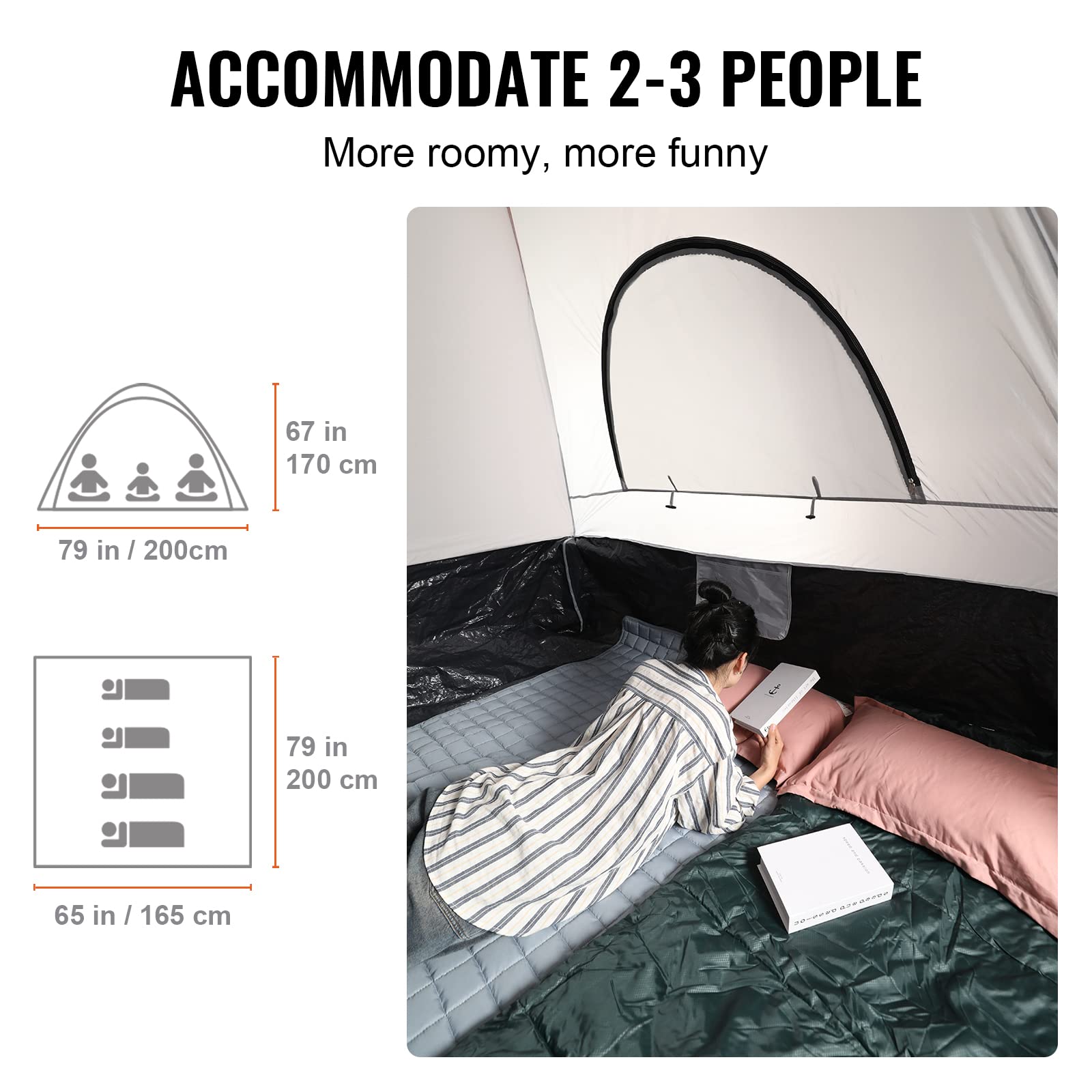 Vevor Truck Bed Tent, 6.4'-6.7' Pickup Truck Tent With Rain Layer And Carry Bag, Waterproof Pu 2000Mm Double Layer Truck Tent, A