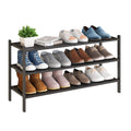 Bmosu 3-Tier Bamboo Extended Shoe Rack Premium Stackable Shoe Shelf Storage Organizer For Hallway Closet Living Room Entryway Organizer(Black)