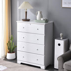 Woodpeckers Furniture And Mattress Pine Dresser Chest 4 Drawers (White)
