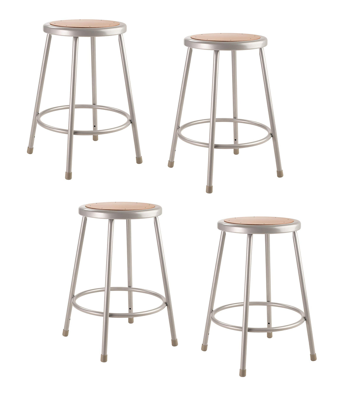 (4 Pack) National Public Seating 24&quot; Heavy Duty Steel Stool, Grey