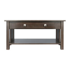Ergode Wood Stafford Coffee Table | Oyster Gray Finish | Slatted Side Panels | Full-Size Drawer | Lower Shelf | Solid & Composite Wood (16040-VV)