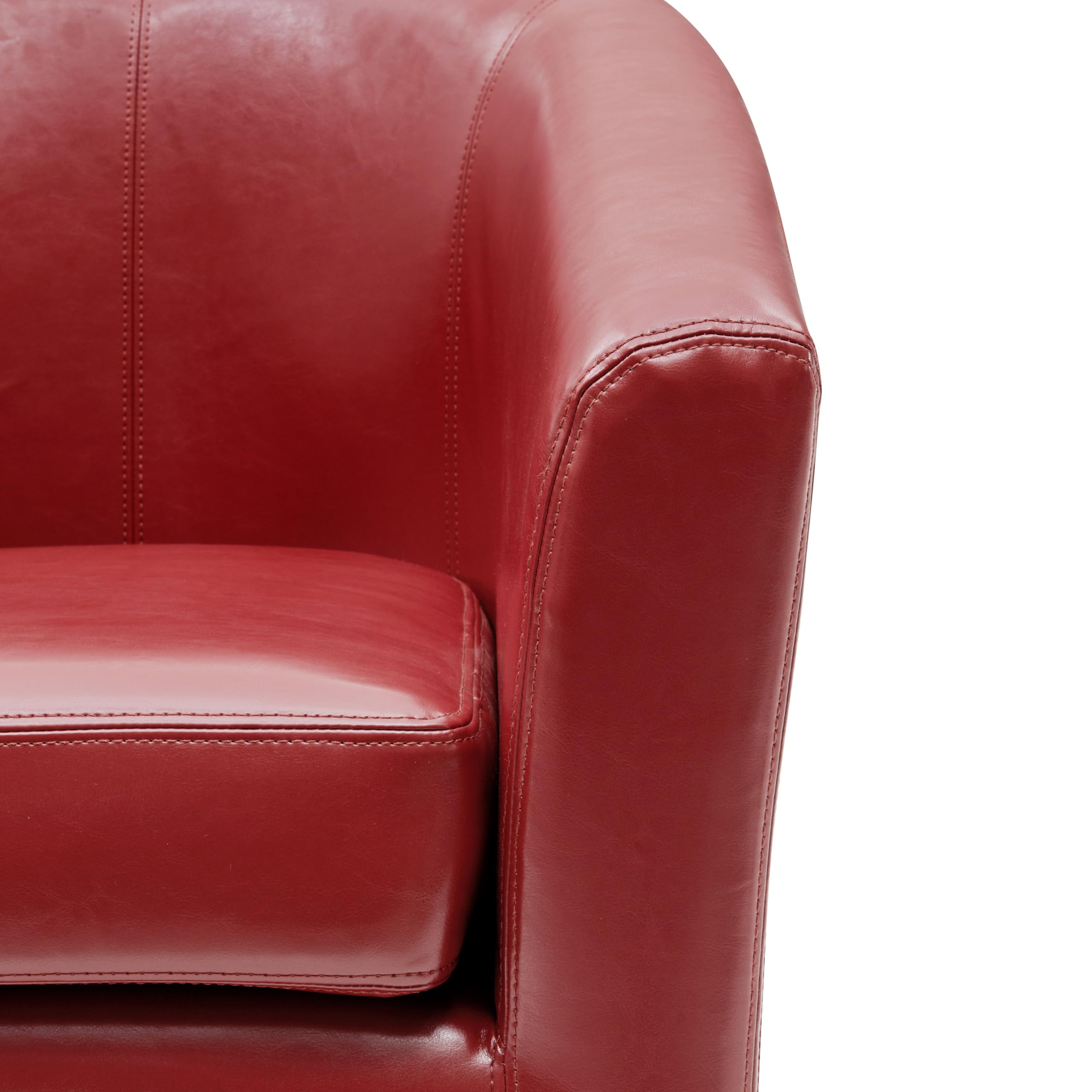 New Pacific Direct Hayden Swivel Bonded Leather Char Accent Chairs, Red