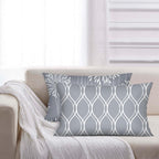 Coliuso Decorative Lumbar Pillow Covers 12X20 Set Of 4, Grey And White Modern Simple Square Pillow Case Cushion Cover For Sofa C