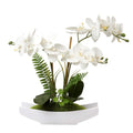 Briful Orchids Artificial Flowers 15'' Large Fake Orchid White Phalaenopsis Orchid Flower Arrangements with Vase Faux Orchid for