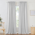 Ryb Home Semi Sheer Curtains - Linen Textured Wave Curtains Privacy Light Airy Drapes For Living Room Bathroom, Dove Grey, 52 In