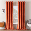 Miulee 90 Inches Velvet Curtains Burnt Orange Elegant Grommet Curtains Fall Thermal Insulated Soundproof Room Darkening Curtains