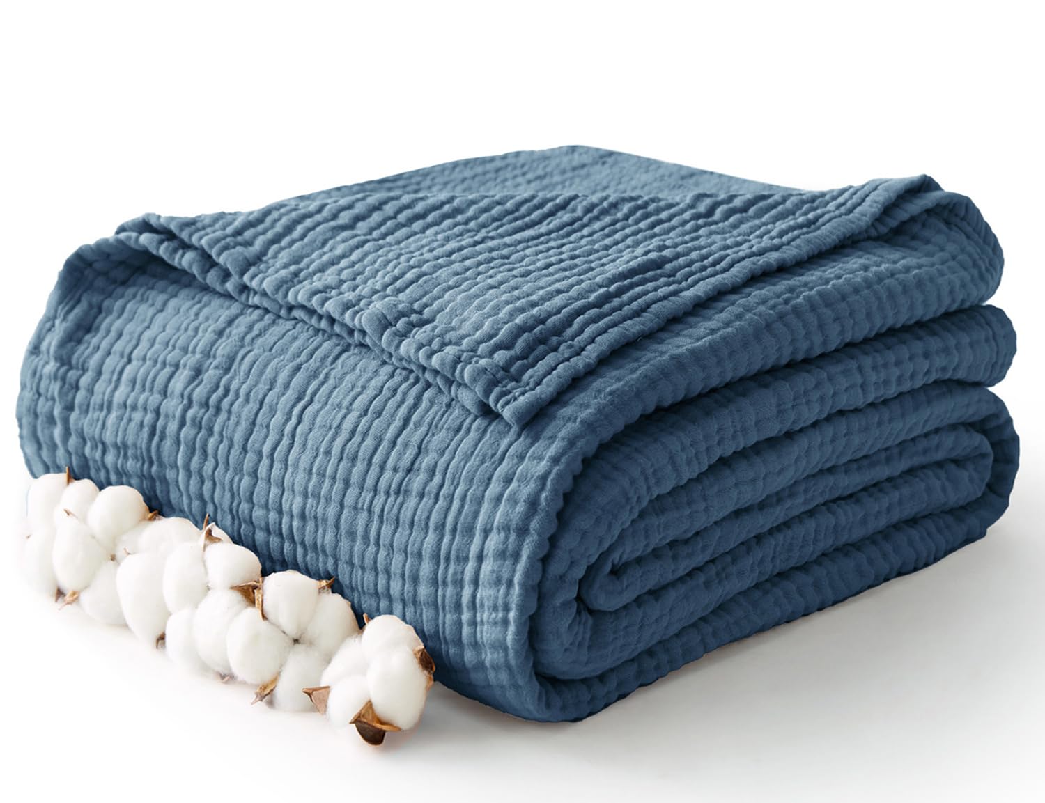 Kozyhvn 100% Cotton Muslin Blanket King 108  x 90 , 6 Layers Breathable and Lightweight Cotton Throw Blanket for Bed, Soft Quilt