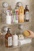 Luxura Homes Bathroom Organiser Without Drill Suction Shelf No Drill Plastic Adhesive Suction Use Installation Transparent Pack 