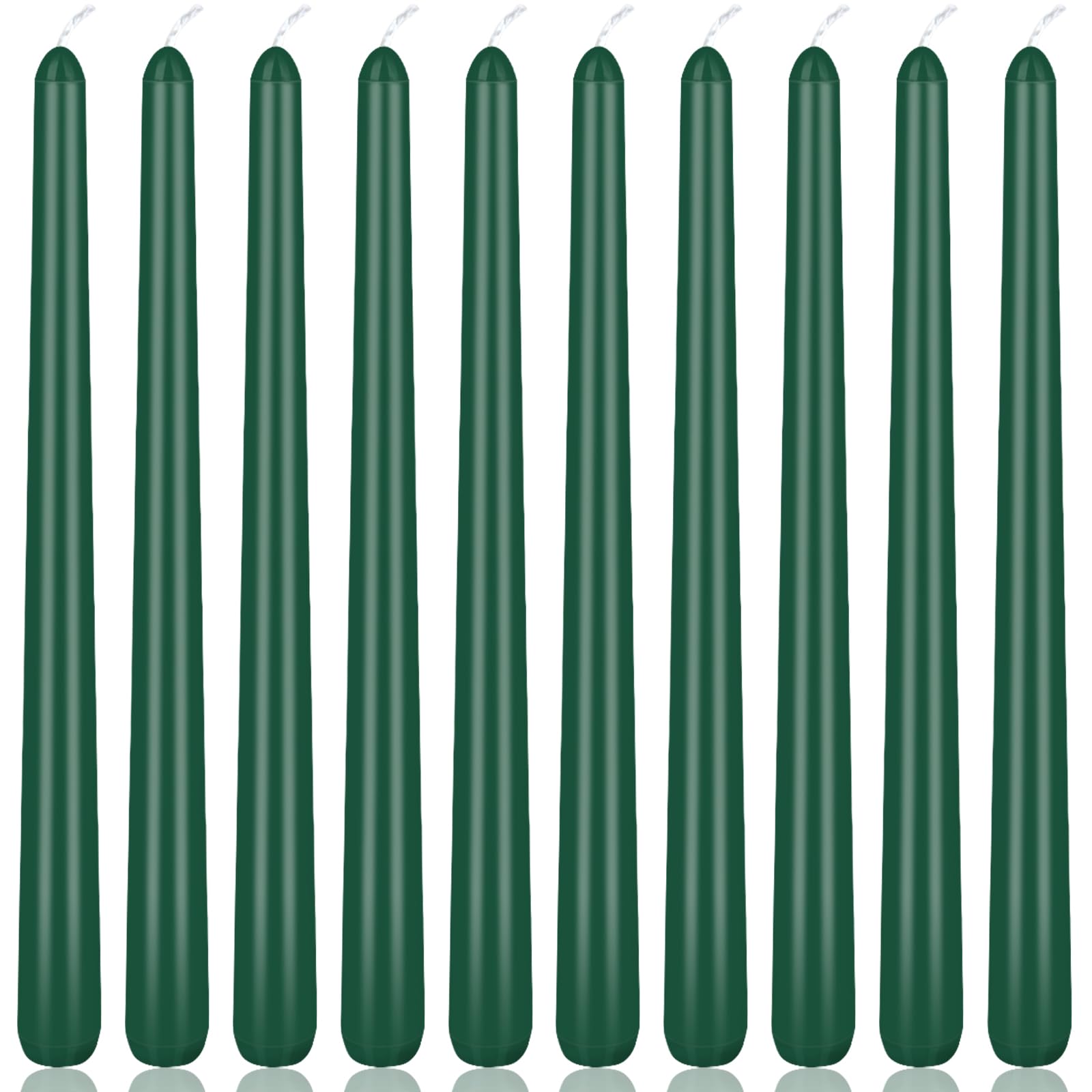 10 Inch Green Taper Candles, 10 Pack Unscented Candlesticks for Christmas Spring Dinner Wedding and Home Decoration, Smokeless a