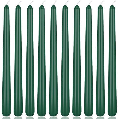 10 Inch Green Taper Candles, 10 Pack Unscented Candlesticks for Christmas Spring Dinner Wedding and Home Decoration, Smokeless a