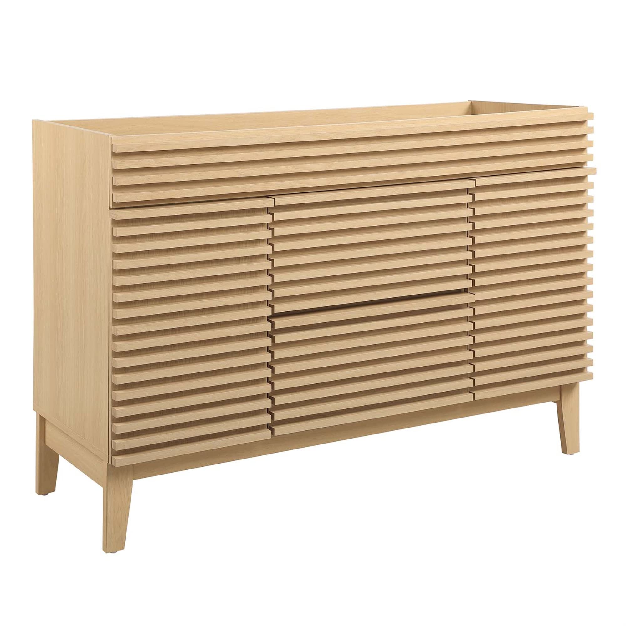 Ergode 48'' Mid-Century Vanity Cabinet - Ample Storage, Modern Design, Solid Construction - Sink Basin & Fixtures Not Included