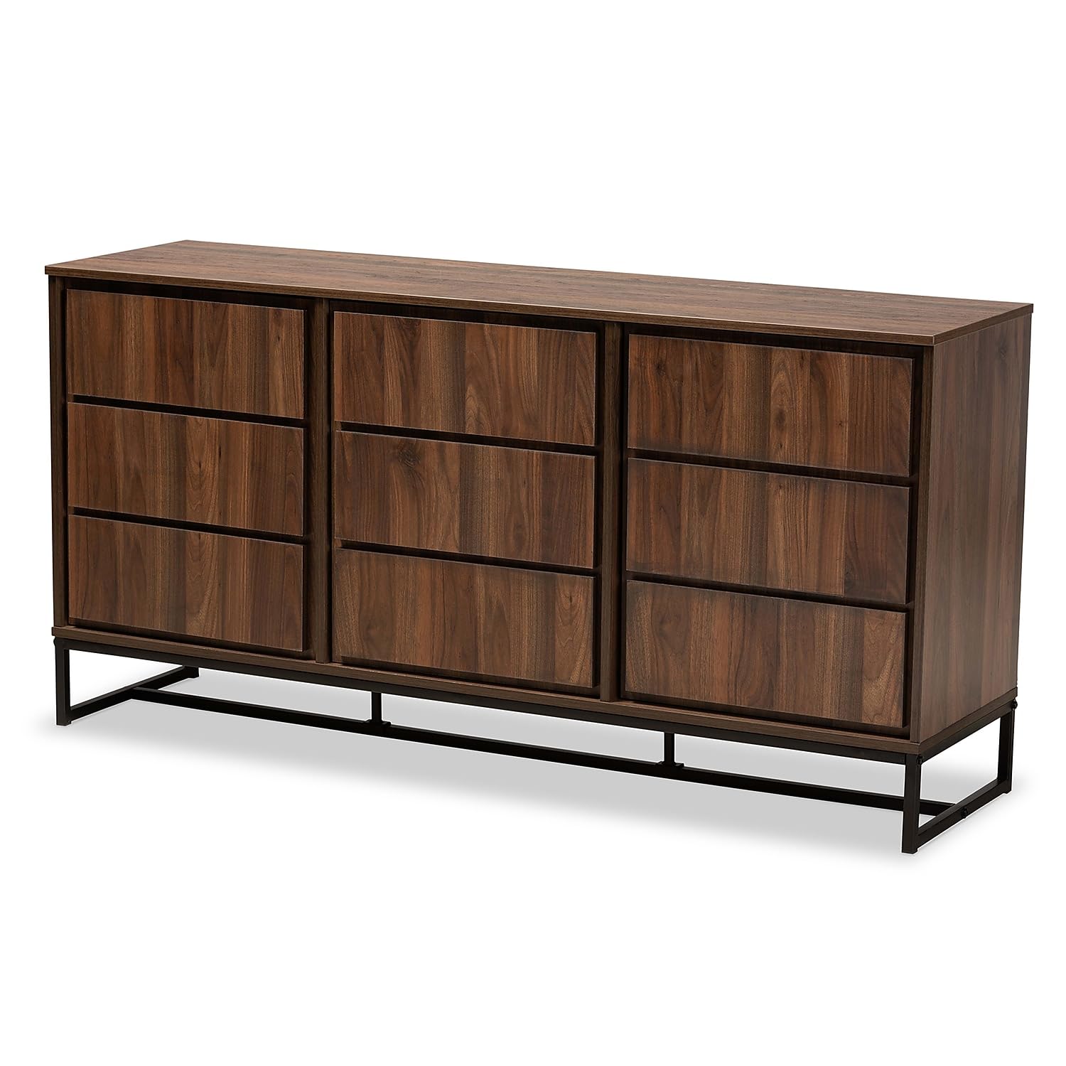 Baxton Studio Neil 59.1-inch W Sideboard Buffet, Walnut Brown and Black (178-11214-HiT)