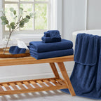 4 Piece Bath Towel Oversized Bath Sheet 35''X70'' Navy Bathroom Towel Extra Large Bath Towel Set Highly Absorbent Quick Dry Prem