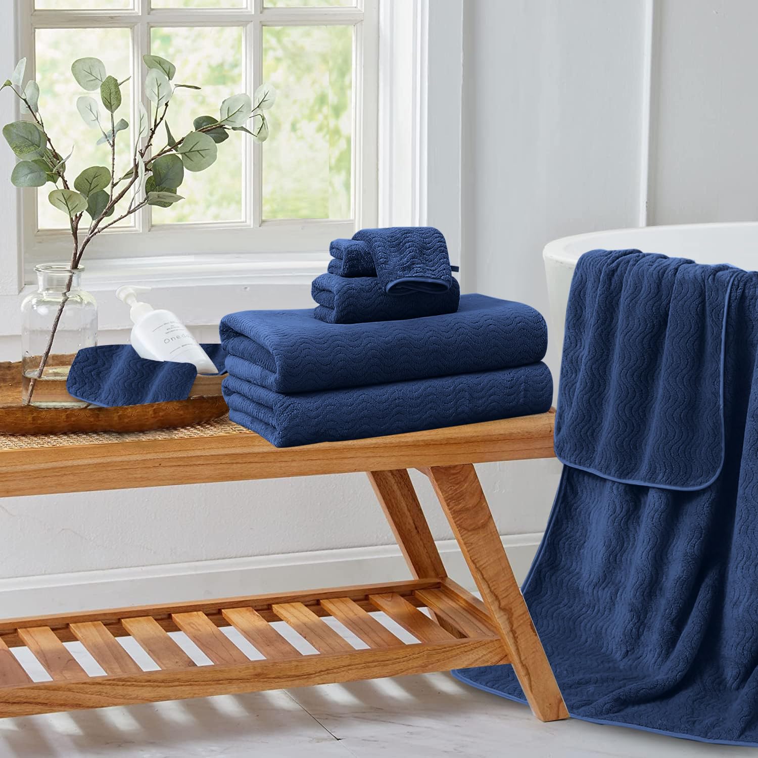 8 Piece Bath Towel Set |2 Oversized Large Bath Sheet,2 Hand Towels,4 Washcloths| Soft Luxury Towel Set For Bathroom Hotel,Highly