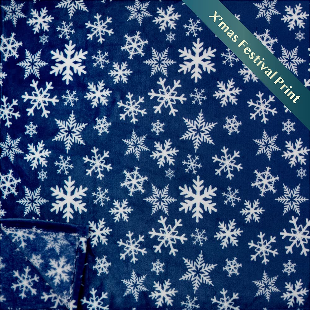 Pavilia Christmas Throw Blanket | Navy Snowflake Christmas Fleece Blanket | Soft, Plush, Warm Winter Cabin Throw, Twin 60X80 (Na