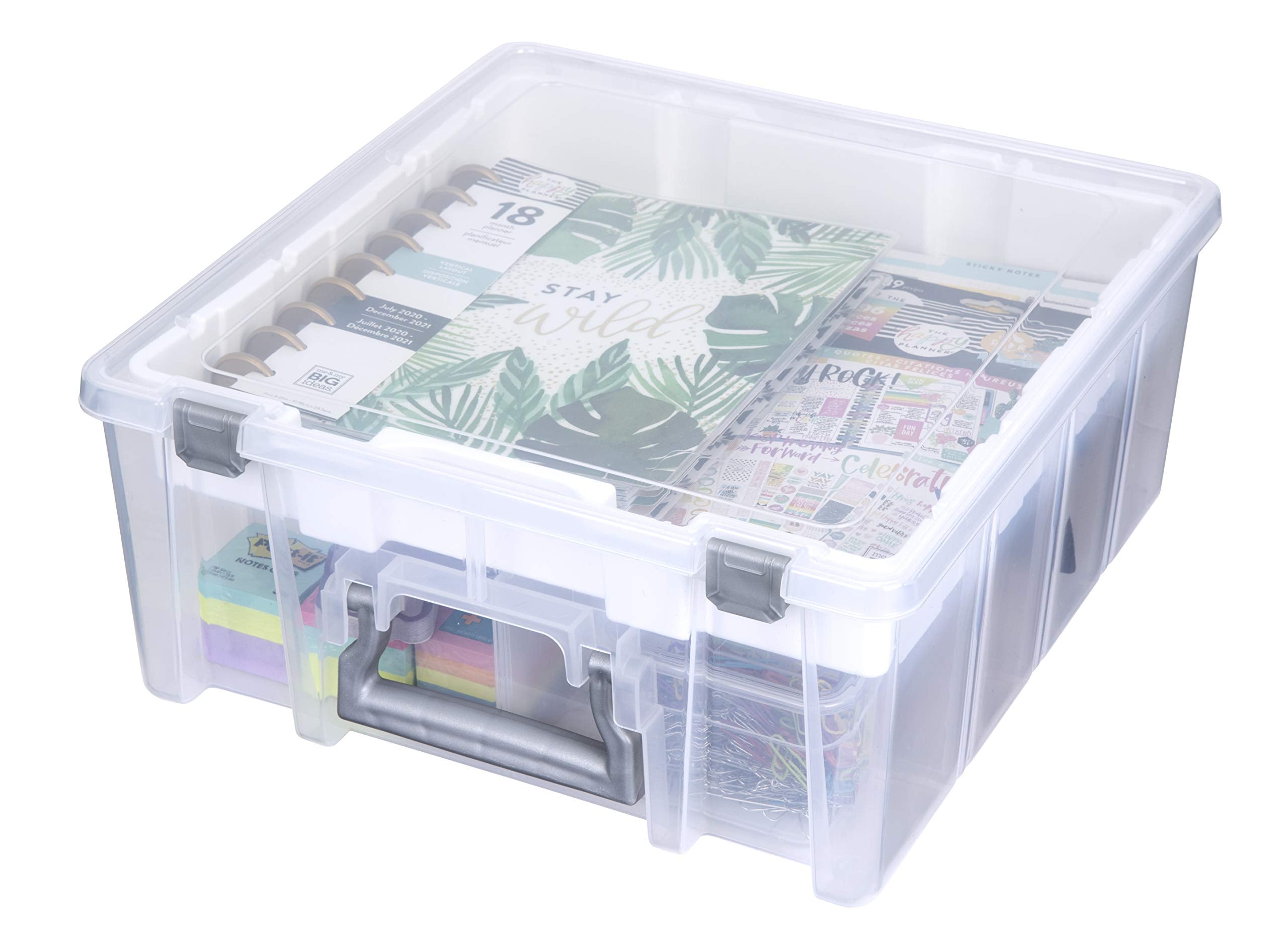 Ab Designs 6899Abd Super Satchel Double Deep With Lift-Out Tray And Removable Dividers, Stackable Home Storage Organization Cont