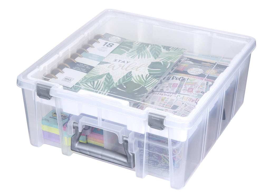 Ab Designs 6899Abd Super Satchel Double Deep With Lift-Out Tray And Removable Dividers, Stackable Home Storage Organization Cont