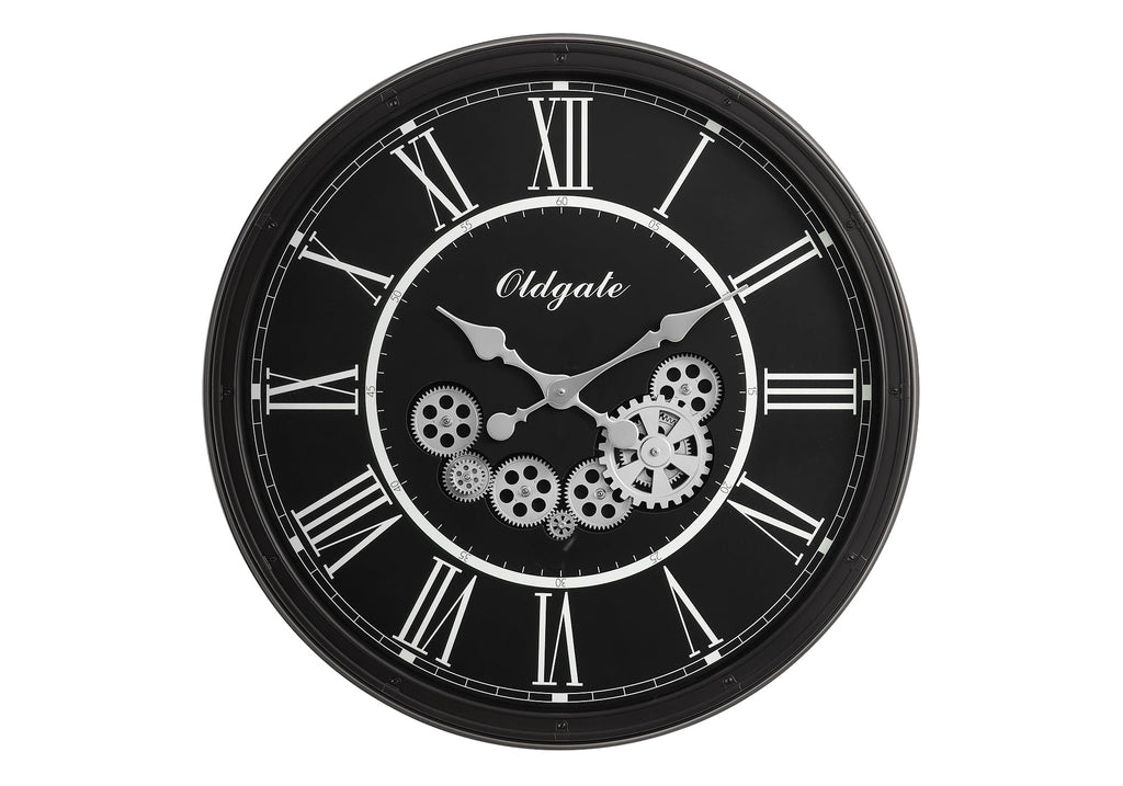 Monarch Specialties I 9032 Clocks, 30' Round, Gear Mechanism, Large Oversized, Wall Clock, Black, Transitional