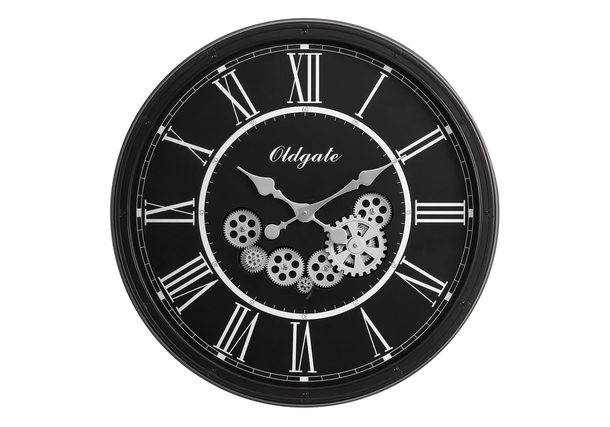 Monarch Specialties I 9032 Clocks, 30' Round, Gear Mechanism, Large Oversized, Wall Clock, Black, Transitional