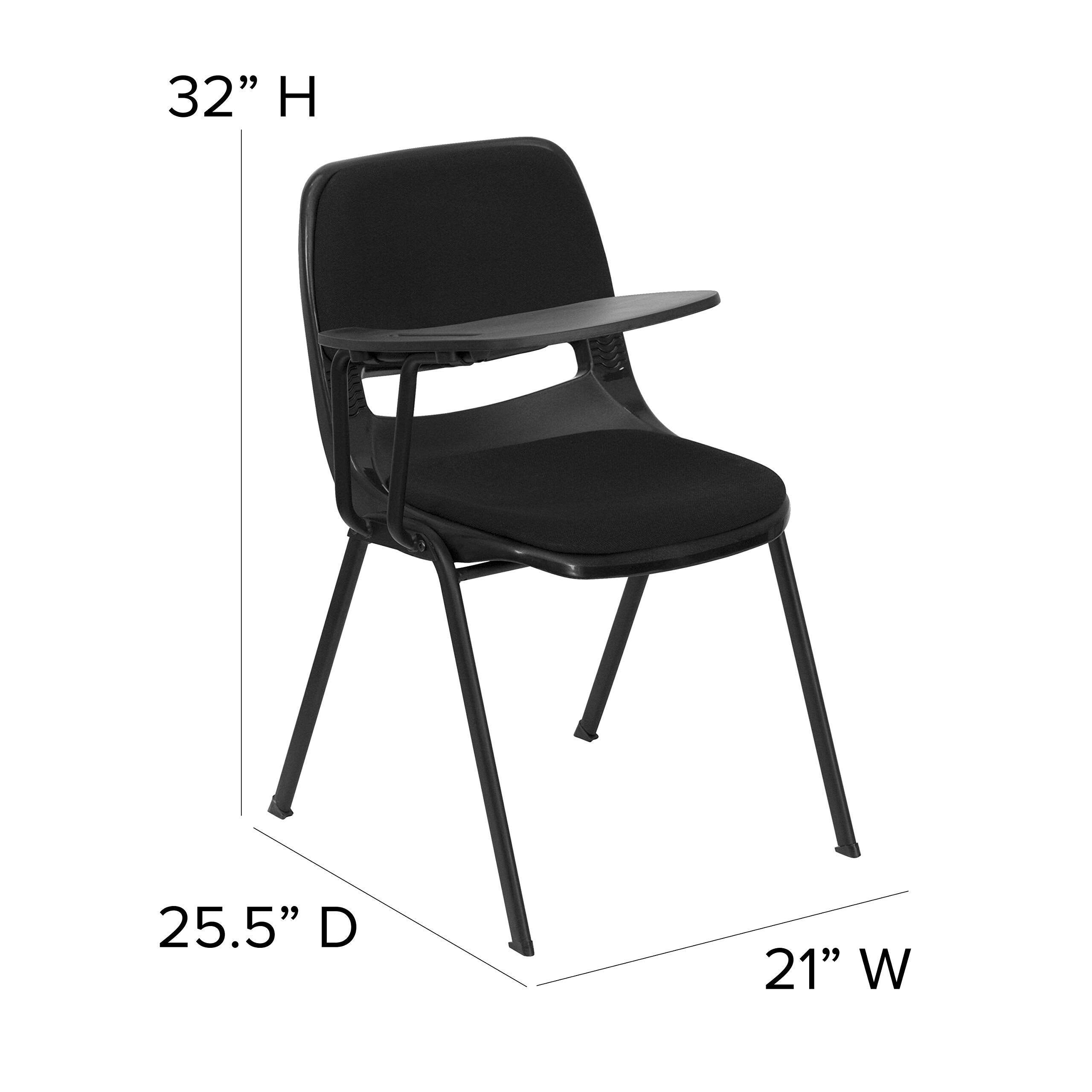 Flash Furniture Black Padded Ergonomic Shell Chair with Right Handed Flip-Up Tablet Arm