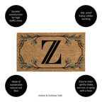 Evergreen Monogram Coir Doormat | Letter Z | Front Door Mat For Outdoor Indoor Entrance | 28X16 Inches | Non-Slip Backing Doorwa