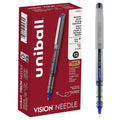 Uni-Ball Vision Needle Roller Ball Pen, Blue Ink, Fine, Dozen (San1734904)