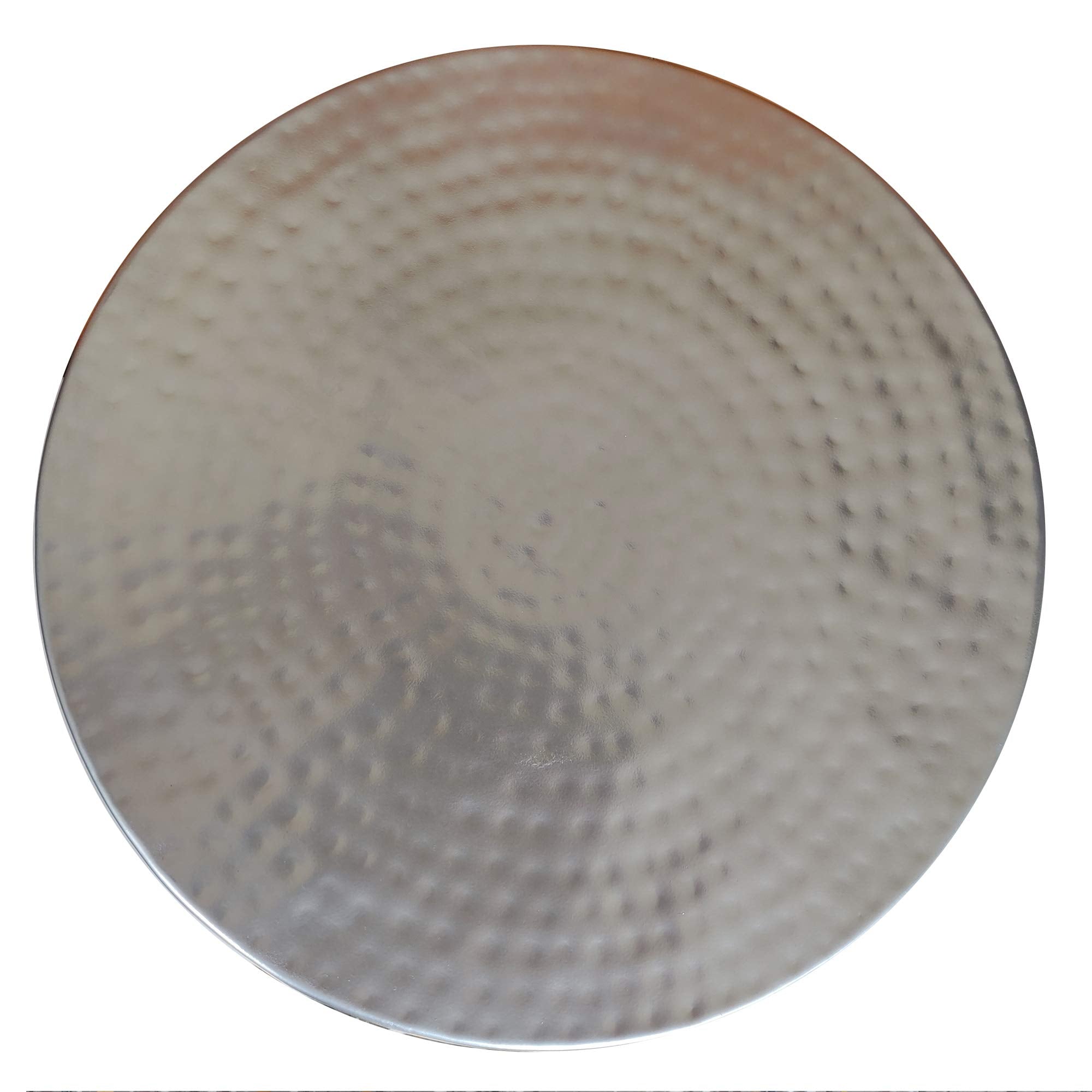 Benjara Industrial Style Hammered Texture Iron Stool with Hourglass Shaped Body, Silver