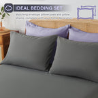 Cosybay Bed In A Bag Full Reversible Comforter Sets 7Pcs All Season Down Alternative Bedding Sets Lavender And Grey With Comfort