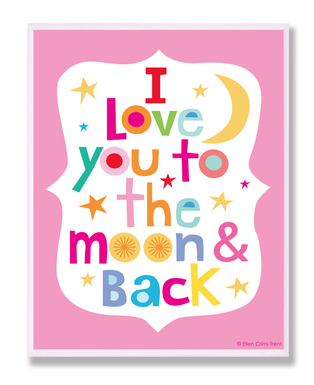 The Kids Room by Stupell I Love You to The Moon and Back On Pink Background Rectangle Wall Plaque, 11 x 0.5 x 15, Proudly Made i