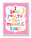 The Kids Room by Stupell I Love You to The Moon and Back On Pink Background Rectangle Wall Plaque, 11 x 0.5 x 15, Proudly Made i