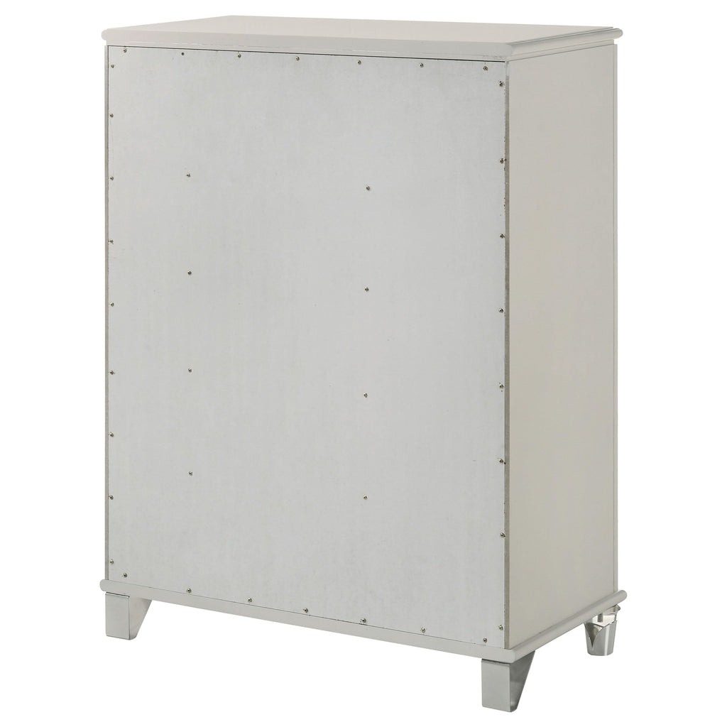 Coaster Home Furnishings Olivia Contemporary Wood 5-Drawer Bedroom Chest of Drawers Chiffonier Clothing Storage Cabinet Bedroom Armoire Tall Dresser Organizer Unit White 224955