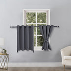 Hiasan Grommet Blackout Curtains For Bedroom, 52 X 30 Inches Long - Thermal Insulated & Light Blocking Window Curtains For Living Room, 2 Drape Panels Sewn With Tiebacks, Dark Grey