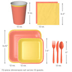 Crayola Color Pop Yellow And Orange Party Supplies (12 Dinner Plates, 12 Dessert Plates, 12 Paper Cups, 24 Napkins, 12 Sets Of P