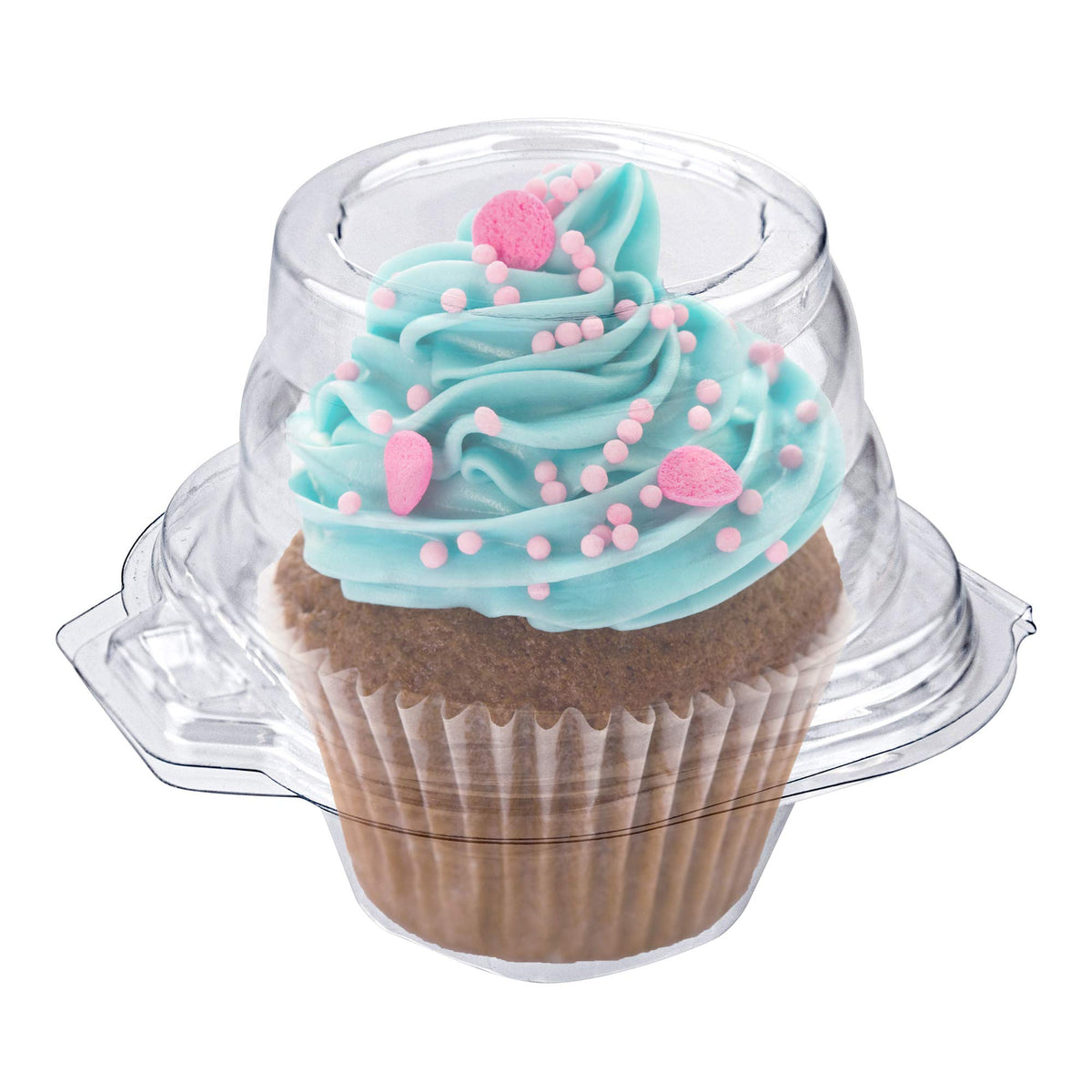 Stock Your Home Individual Plastic Cupcake Containers Disposable With Connected Airtight Dome Lid (25 Count) Clear Single Cupcak