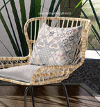 HomeRoots Cream Grey Broadcloth 20â€ Cream Gray Patch Indoor Outdoor Throw Pillow