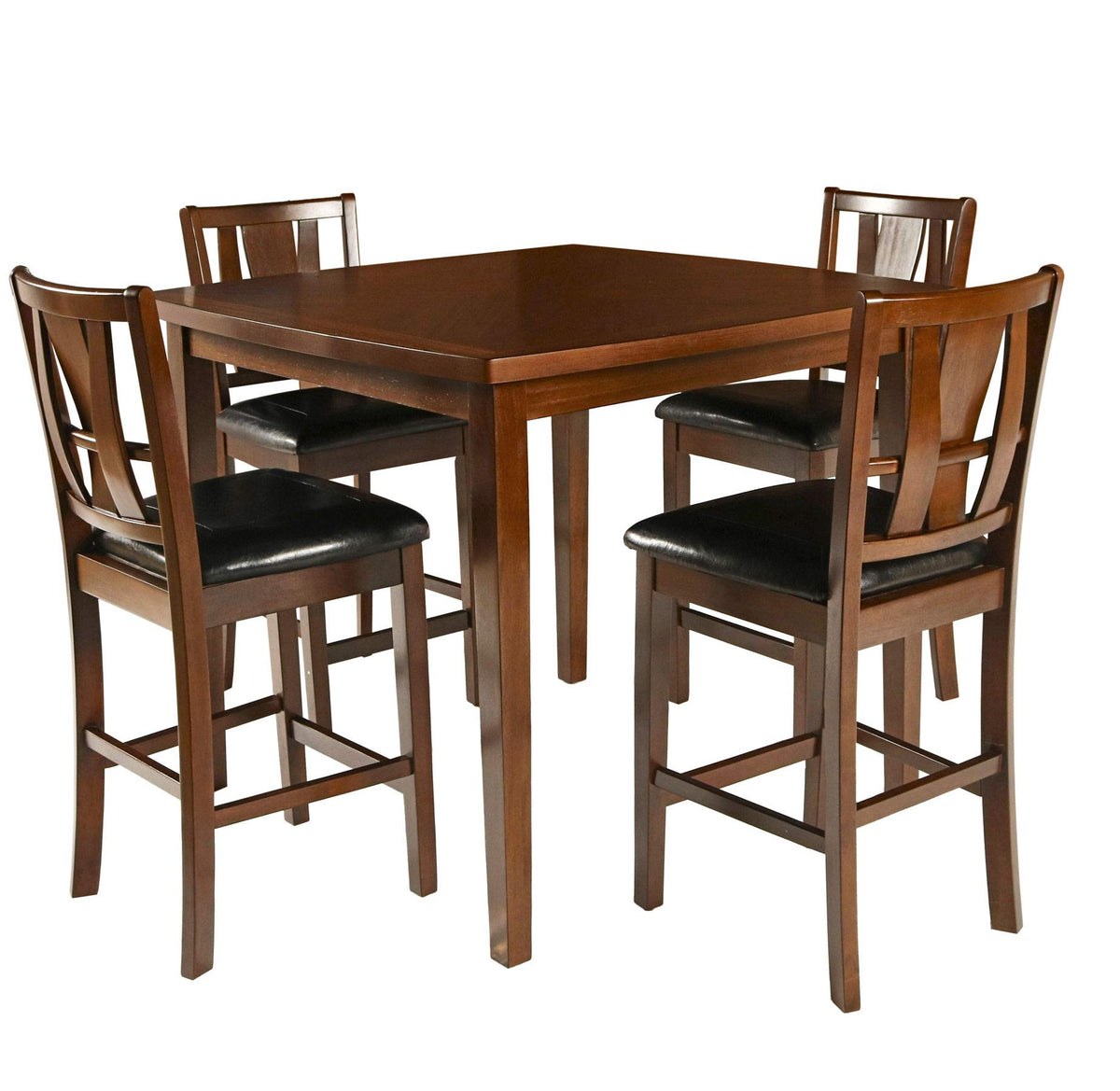 Benjara Wooden 5 Piece Counter Height Dining Set, Brown And Black