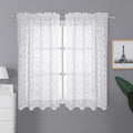 Lecloud Leia Short White Sheer Curtains 45 Inch Length 2 Panels, Balance Light & Privacy Clip Texture Small Window Curtain For B