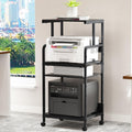 Arbuxzuy 4 Tier Stand with Storage Shelf, Tall Mobile Printer Table for Home Office, Adjustable Stands for Heat Press Scanner Fa