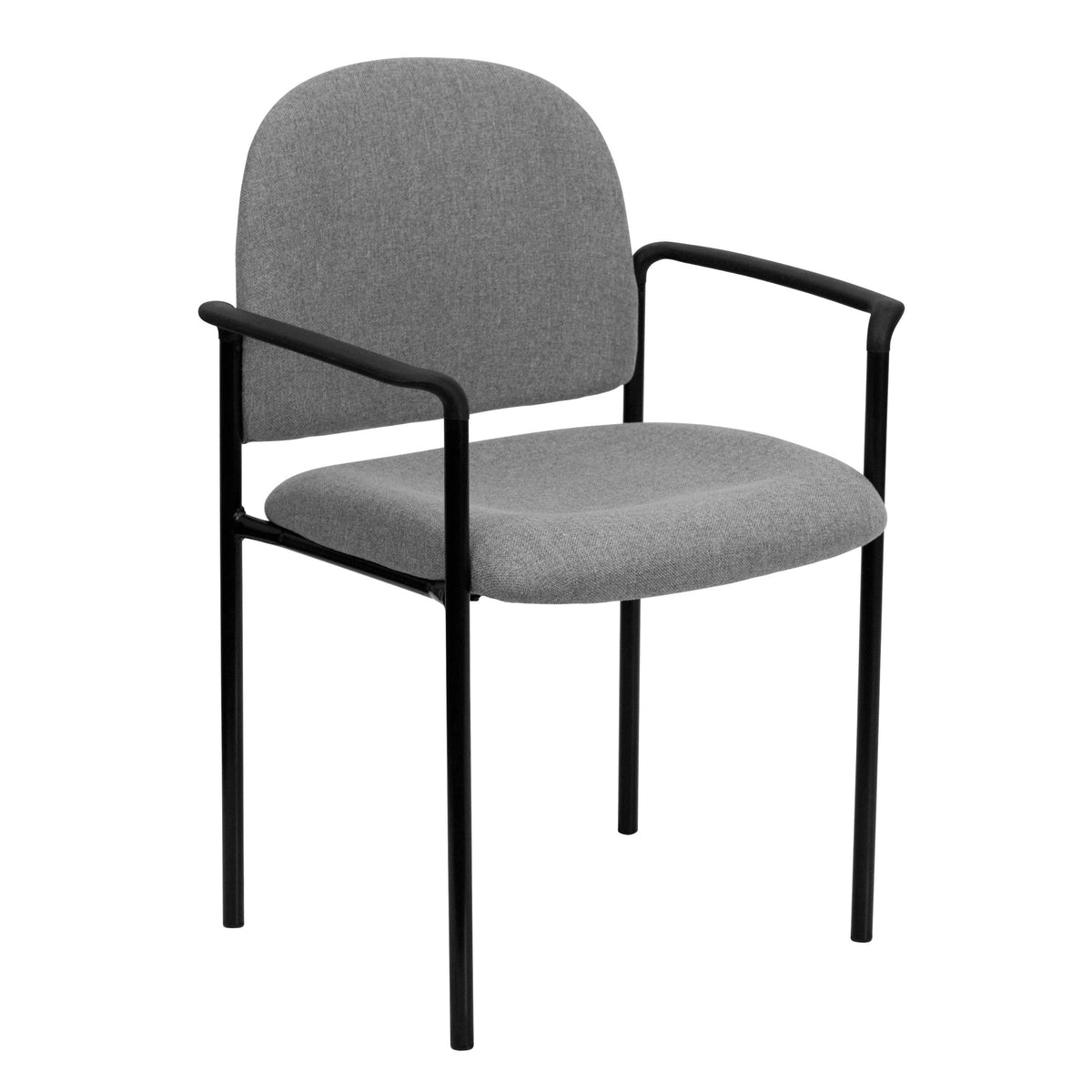 Flash Furniture Tiffany Comfort Gray Fabric Stackable Steel Side Reception Chair with Arms