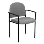Flash Furniture Tiffany Comfort Gray Fabric Stackable Steel Side Reception Chair with Arms