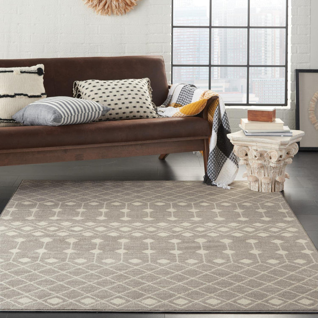 Nourison Grafix Moroccan Grey 7' X 10' Area Rug, Easy Cleaning, Non Shedding, Bed Room, Living Room, Dining Room, Kitchen (7X10)