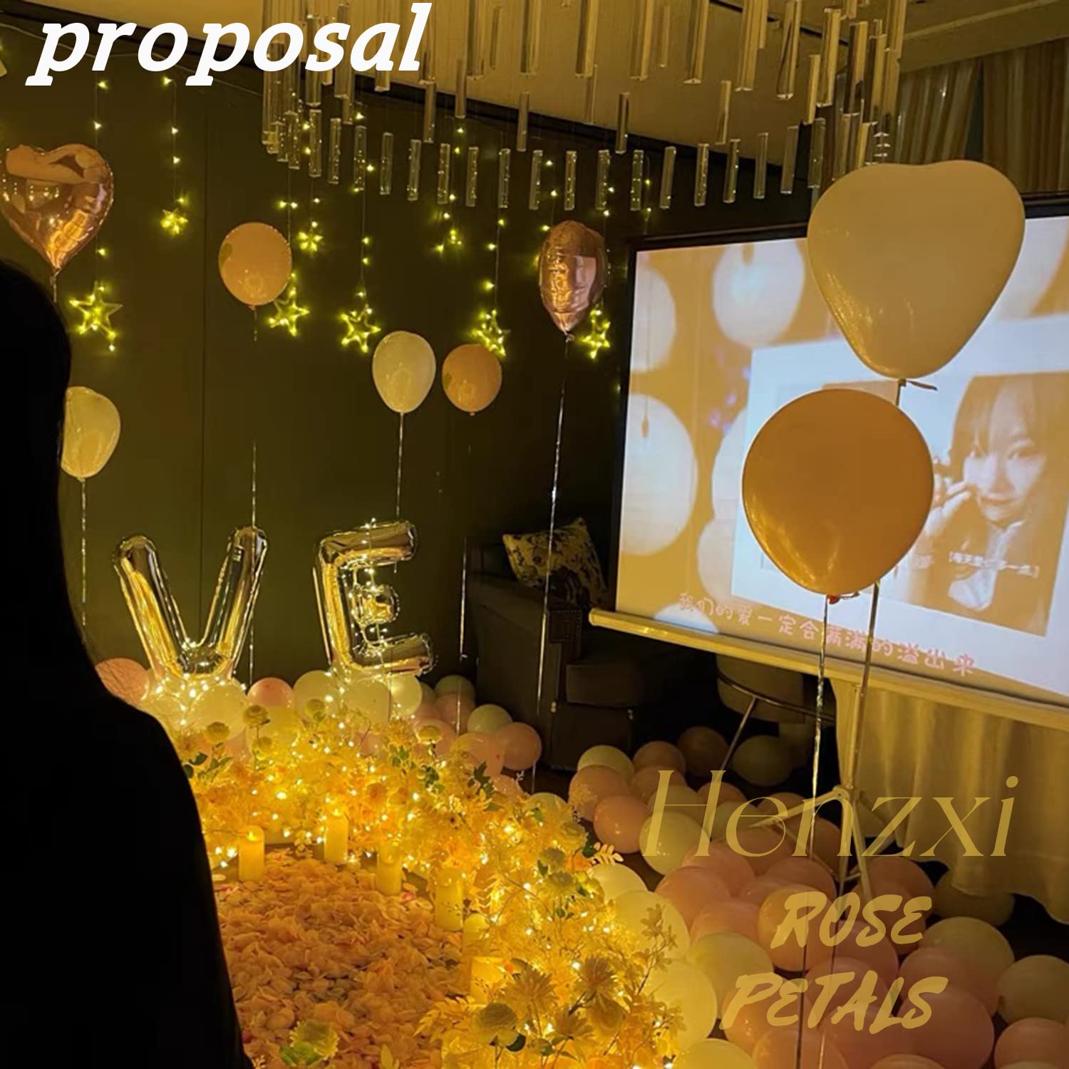 Henzxi 1000 Pcs Royal Yellow Rose Petals, Artificial Flower Petals, For Romantic Night, Wedding, Event, Party, Valentine Decor (