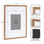 Kate And Laurel Adlynn Rectangle Picture Frame Set Of 3, 16 X 20 Matted To 8 X 10, Brown, Transitional Three-Piece Frame Set For