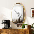 VooBang Oval Bathroom Mirror, Gold 26x38 inch Oval Wall Mirror, Modern Wall Mirror for Bedroom, Living Room, Horizontal or Verti