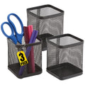 1Intheoffice Pen Holder Cup For Desk, Wire Mesh Cup, Pencil Holder Metal, Pencil Organizer Matte Black 3/Pack